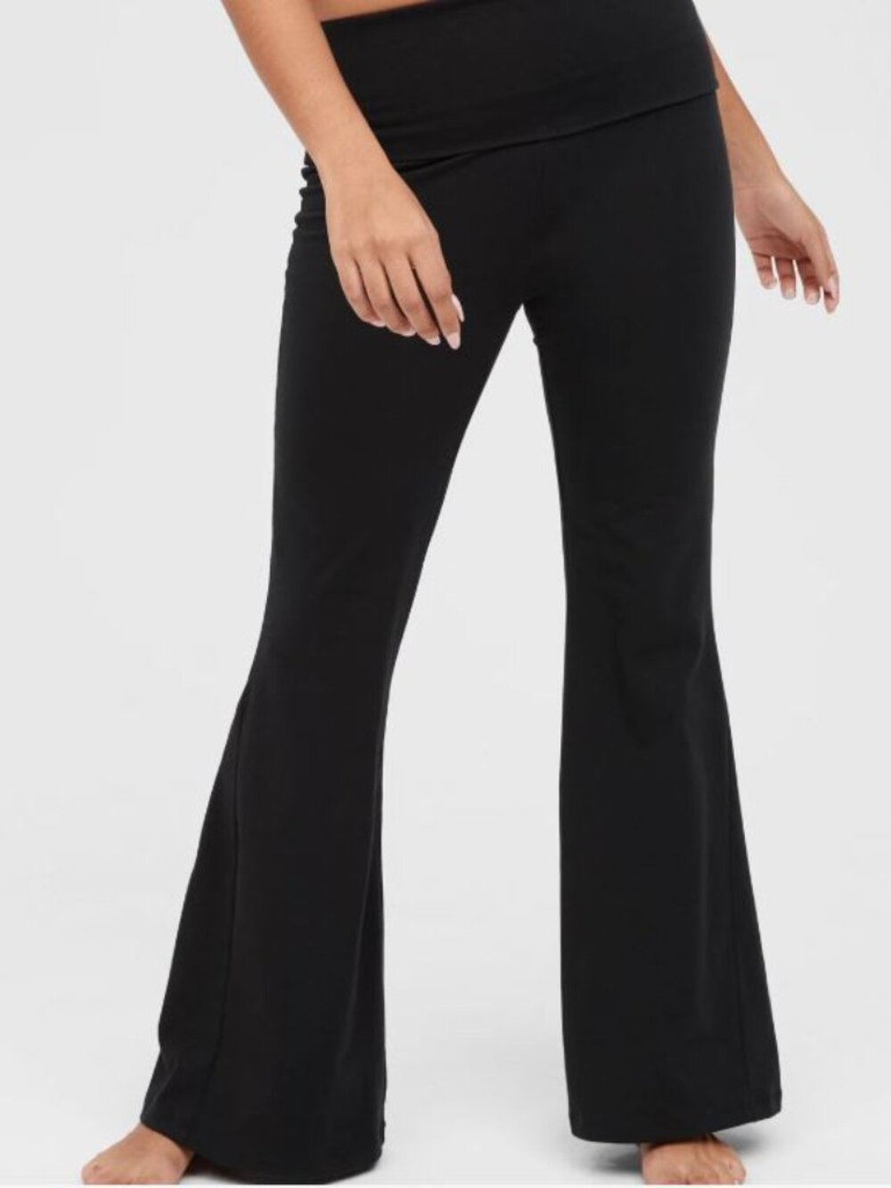 OFFLINE By Aerie OG Black Foldover High Waisted Super Flare Legging Size S